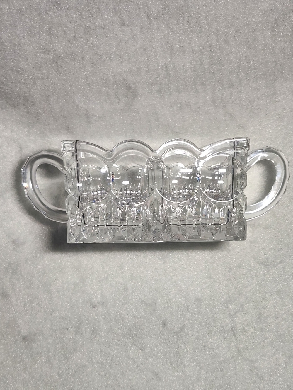 Divided Sugar Packet Tea Bag Holder Heavy Cut Glass
